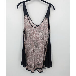 Intimately‎ Free People Tank Top Tunic Womens XS/S Pink Leopard Paisley Boho